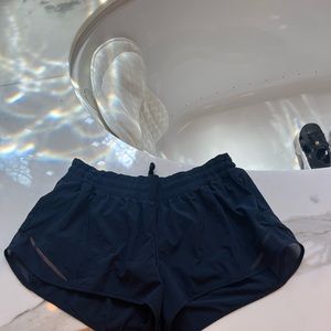 Navy blue Lululemon shorts low rise 2.5 inch inseam size 12
